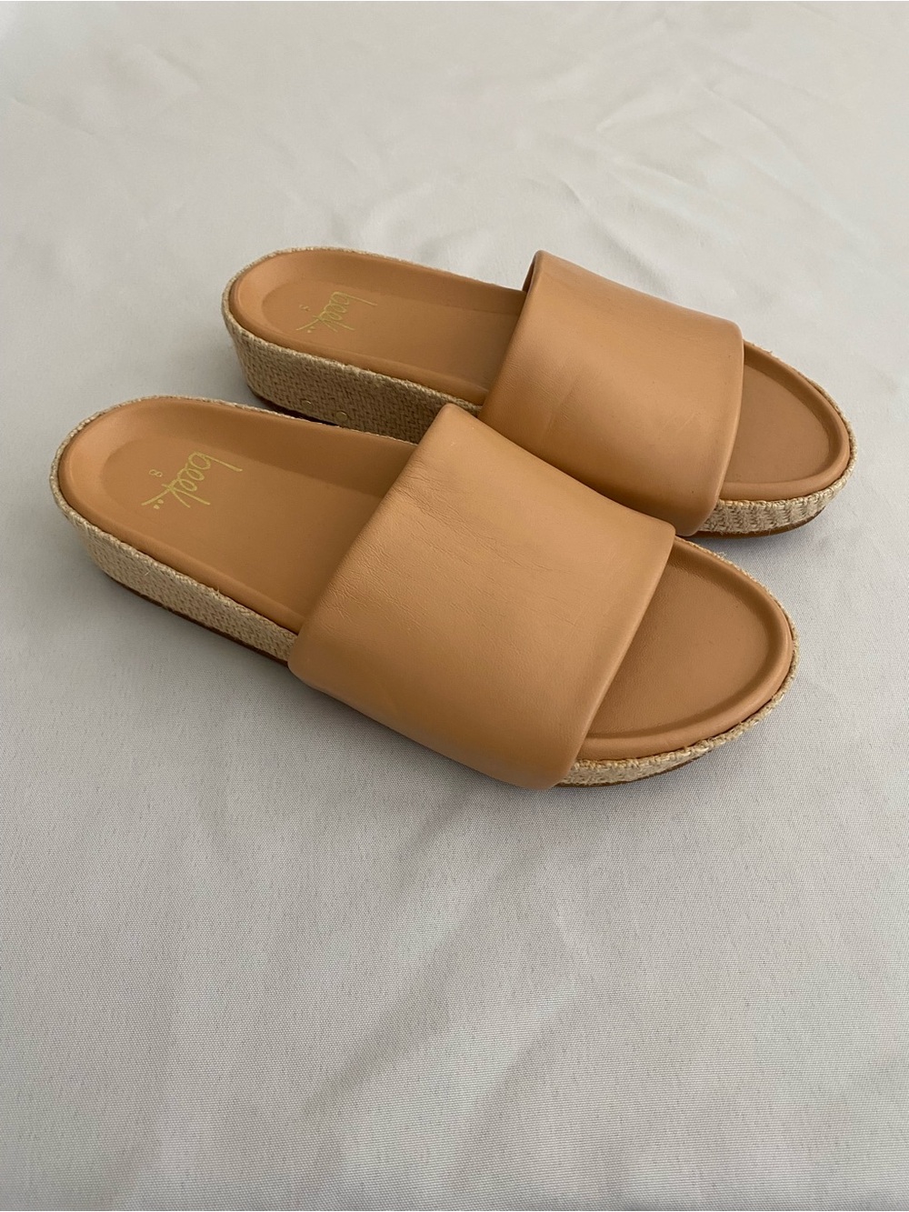 Beek Women’s Pelican Jute Slide Sandal Size 8 Luxury Leather Neutral NWT